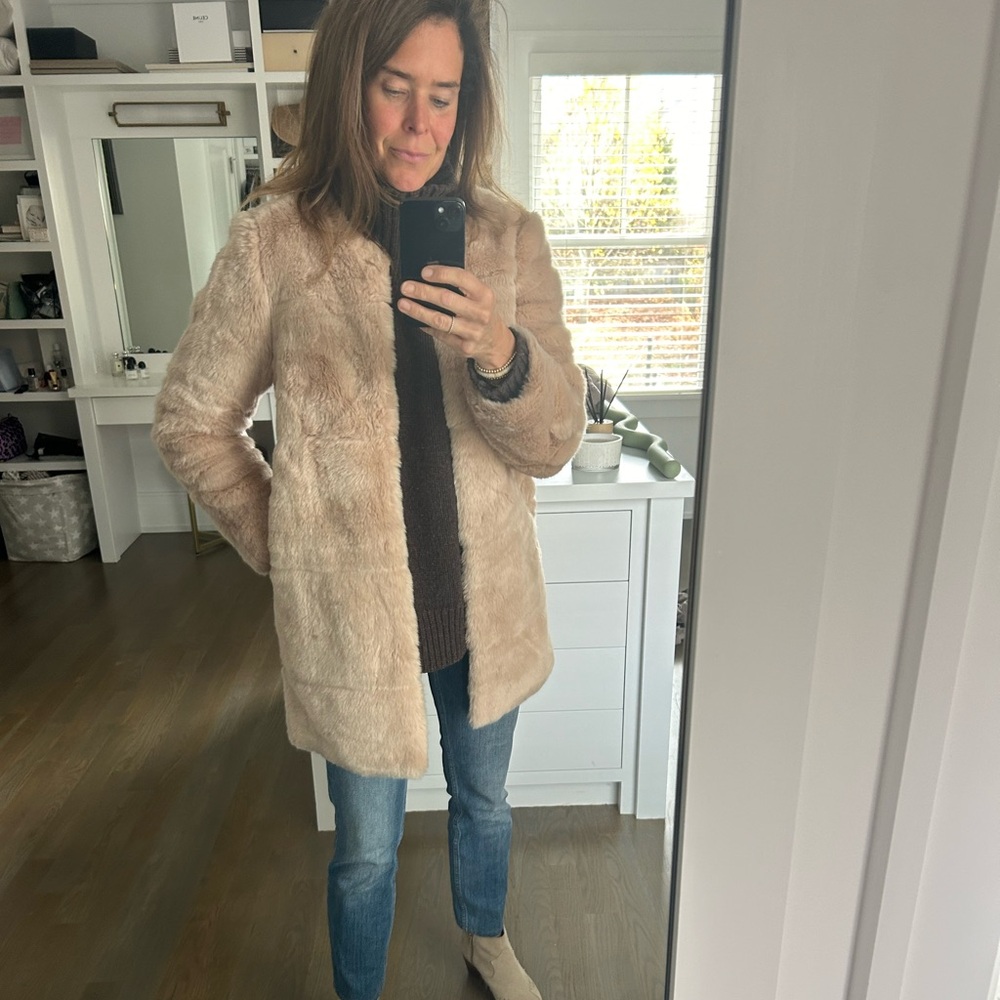 Zara faux fur full length coat